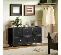 HOMCOM Fabric Chest of Drawers with PU Leather Surface - for Bedroom | TJ Hughes