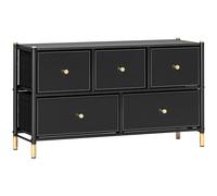 HOMCOM Fabric Chest Of Drawers With PU Leather Surface - For Bedroom | TJ Hughes