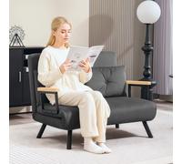 HOMCOM Click Clack 2 Seater Sofa Bed for Living Room, Guest Room - Dark Grey - Velvet (100% Polyester) - 2 Seater