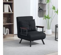 HOMCOM Fabric Convertible Single Chair Bed with 1 Pillow for Living Room in Black HOMCOM Black