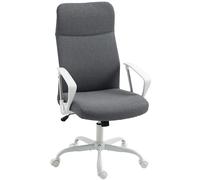 HOMCOM Fabric High Back Office Chair with Adjustable Height, Scratch-Resistant Treatment, Grey Aosom UK