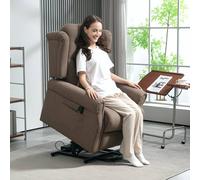 HOMCOM Power Lift Recliner Armchair with Wingback, Button Tufted, Brown