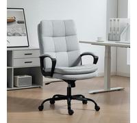 HOMCOM Fabric Office Chair, Computer Desk Chair for Home, Light Grey, Grey