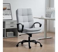 HOMCOM Fabric Office Chair - Computer Desk Chair for Home - - Light Grey | TJ Hughes