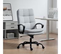 HOMCOM Fabric Office Chair, Computer Desk Chair for Home, Light Grey HOMCOM Light Grey