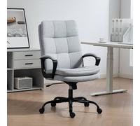 HOMCOM Fabric Office Chair - Computer Desk Chair for Home - - Light Grey | TJ Hughes