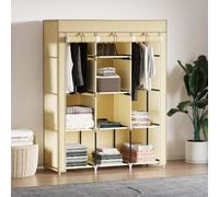 HOMCOM Fabric Portable Wardrobe with 8 Shelves 2 Hanging Rails in Beige HOMCOM Beige