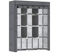 Fabric Portable Wardrobe with 8 Shelves 2 Hanging Rails HOMCOM Dark Grey One Size