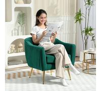 HOMCOM Velvet-Look Shell Shaped Chair with Thick Padded Seat