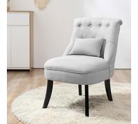 Homcom Fabric Single Sofa Armchair Upholstered With Pillow Wood Leg Grey