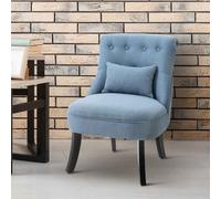 HOMCOM Fabric Single Sofa Armchair Upholstered with Pillow - Blue - Linen (100% Polyester), Sponge, Rubber Wood