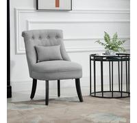 Homcom Fabric Single Sofa Dining Chair Upholstered W/ Pillow Solid Wood Leg Living Room In Grey Grey One Size
