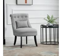 HOMCOM Fabric Single Sofa Dining Chair Upholstered W/ Pillow Solid Wood Leg Living Room in Grey HOMCOM Grey