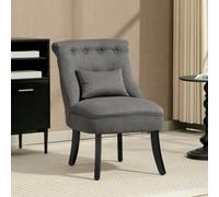 HOMCOM Fabric Single Sofa Upholstered with Pillow Wood Leg Charcoal Grey in Dark Grey HOMCOM Dark Grey