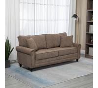 HOMCOM 3 Seater Sofas Fabric Sofa with Nailhead Trim Cushions & Throw Pillows in Brown HOMCOM Brown