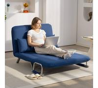 Homcom Fabric Sofa, Convertible 2 Seater Sofa Bed W/ Pillows, Dark Blue, Blue