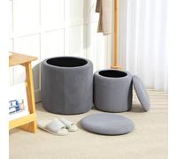 HOMCOM Ottomans Storage Nested Textured Grey 2pcs
