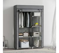 HOMCOM Fabric Wardrobe w/ Shelves Hanging Rail Foldable Closets Dark Grey, Grey