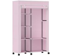 HOMCOM Fabric Wardrobe w/ Shelves Hanging Rail Foldable Wardrobe Pink