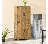 HOMCOM Farmhouse Style Tall Cupboard 4-Door Cabinet with Storage Shelves for Bedroom & Living Room, Rustic Wood Effect Aosom UK