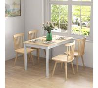 Homcom Farmhouse Dining Table Kitchen Table With Wood Frame For Dining Room In Yellow Yellow