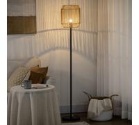 Farmhouse Floor Lamp for Living Room Hand Woven Rattan HOMCOM Light Brown One Size