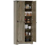 HOMCOM Farmhouse Kitchen Cupboard, Kitchen Cabinet, Grey Wood-Effect - Grey