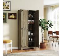 Homcom Farmhouse Kitchen Cupboard, Kitchen Cabinet, Grey Wood-Effect Grey One Size