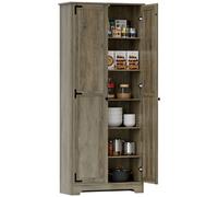 HOMCOM Farmhouse Kitchen Cupboard - Kitchen Cabinet - Grey Wood-Effect | TJ Hughes