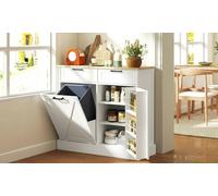 HomCom Farmhouse Kitchen Sideboard with Tilt-Out Bin