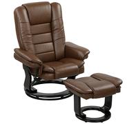 HOMCOM Faux Leather 135° Reclining Chair and Footstool - Brown