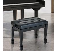 HOMCOM Faux Leather Adjustable Piano Stool, 45-55cm, Black, Wooden Base, 200kg Load, F12-015V70BK