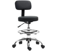 Homcom Faux Leather Adjustable Stool, Swivel Chair For Study, Black Black