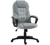 HOMCOM Faux Leather Desk Chair with Adjustable Height and Tilt Function, Swivel Executive Chair with High Back and Armrests for Home & Office, Grey Aosom UK