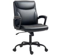 Faux Leather Desk Chair with Tilt Function for Home Office, Black HOMCOM Black One Size