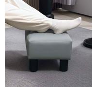 HOMCOM Chic Faux Leather Footstool Small Footrest w/ 4 Plastic Legs, Grey, Grey