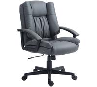 HOMCOM Faux Leather Home Office Chair Mid Back Desk Chair with Arms Dark Grey