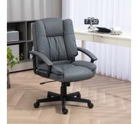 HOMCOM Faux Leather Home Office Chair Mid Back Desk Chair with Arms Dark Grey
