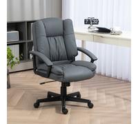 HOMCOM Faux Leather Home Office Chair, Mid Back Ergonomic High-Back Design, Dark Grey