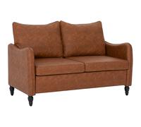 HOMCOM Faux Leather Marble-Effect Two-Seater Sofa - Brown