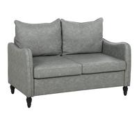 HOMCOM Faux Leather Marble-Effect Two-Seater Sofa - Grey