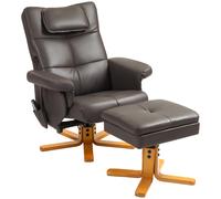 HOMCOM Faux Leather Massage Recliner Chair, with Storage Ottoman - Brown Aosom UK
