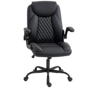 HOMCOM Faux Leather Office Chair. with Flip-Up Armrests - Black