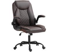 HOMCOM Faux Leather Office Chair. with Flip-Up Armrests - Brown