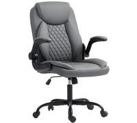 HOMCOM Faux Leather Office Chair. with Flip-Up Armrests - Charcoal Grey