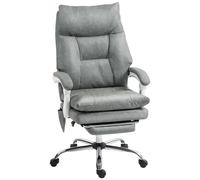 HOMCOM Faux Leather Office Chair, with Inflatable Lumbar - Grey