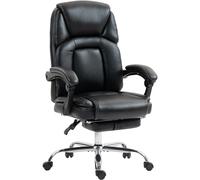 HOMCOM Faux Leather Reclining Office Chair, with Footrest - Black