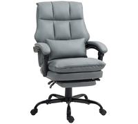HOMCOM Faux Leather Reclining Office Chair, with Footrest - Grey