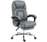 HOMCOM Faux Leather Reclining Office Chair, with Footrest - Grey