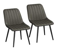 HOMCOM Faux Leather Upholstered Kitchen Chairs, Modern Dining Chairs Set of 2 with Metal Legs for Dining Room, Grey